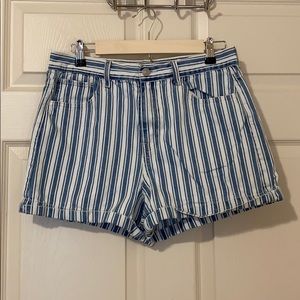 American Eagle Denim Striped Mom Shorts